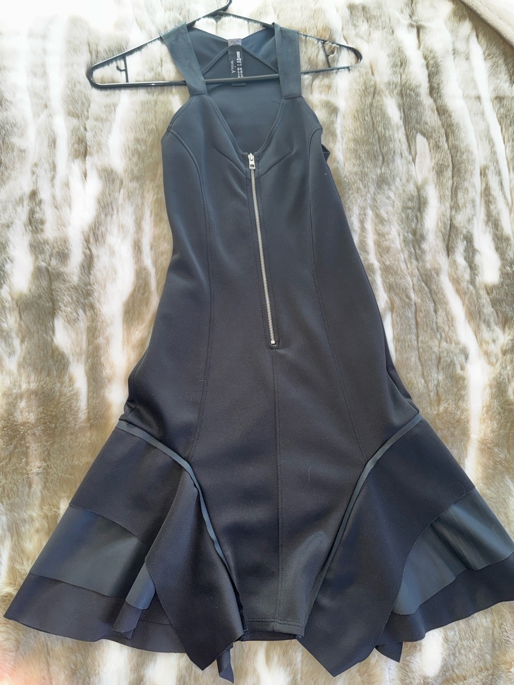 Design Lab Lord & Taylor Black Sleeveless Zip-Front Flared Hem Mini Dress